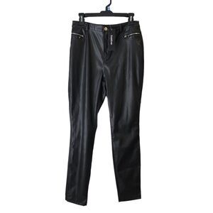 Bebe Black Faux Leather Pants High Rise Womens Medium New Flawed
